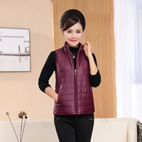 Phụ nữ trung niên và già nhẹ xuống vest vest nữ cộng với vest nhung xuống quần áo cotton cho mẹ mùa thu đông áo sơ mi trung niên