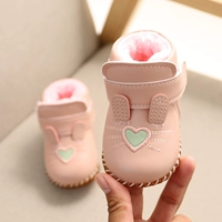Удерживающая тепло утепленная детская обувь для девочек для принцессы для раннего возраста на липучке для кожаной обуви, 0-2 лет, мягкая подошва