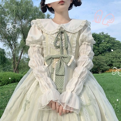taobao agent White doll, autumn demi-season top, Lolita style, doll collar, long sleeve, 2023 collection