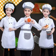 Trẻ em của đầu bếp trang phục chàng trai và cô gái tạp dề đầu bếp chuyên nghiệp quần áo làm việc trẻ em chơi đầu bếp nhỏ hiển thị trang phục