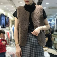 Vest nữ cừu Hàn Quốc ấm áp không tay ấm áp mùa thu và mùa đông Áo vest nữ vest vest bên ngoài mặc đơn giản áo khoác nữ cao cấp