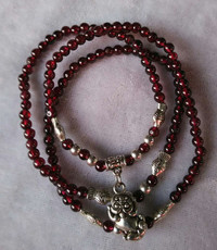 Украшения на руку 酒红石榴石手链 女5a单圈多层多圈3圈水晶佛珠925银貔貅项链饰品