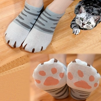 Кошка милая кошка с поднятой кошачьи лапа мясо мясные шарики хлопковые носки Meow Star Girl невидимые носки для лодок летние тонкие носки