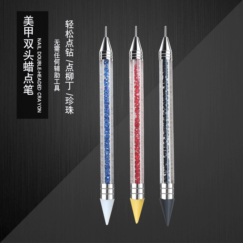 Nail Art Sticky Diamond Crayon Silicone Double-tip Pen Bút khoan điểm đa chức năng Sticky Diamond Glue Wax Head Diamond Tool - Công cụ Nail