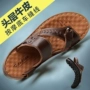 Mềm mại dưới da dép của nam giới không trượt mùa hè giày bãi biển giản dị Hàn Quốc flip-flops toe trung niên cha dép giày thể thao nam adidas