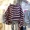 Ttmi Hàn Quốc phiên bản và mùa hè ulzzang đơn giản trùm đầu lỏng tương phản sọc màu giản dị hoang dã dài tay áo len mỏng