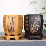 Yixing Boutique Purple Sand Orchid Pot Flower Pot Bonsai Bonsai Bonsai Растения и синий шесть -квадратный квадрат с поддонами фиолетовый песок