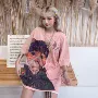 Mùa hè 2019 phiên bản mới của Hàn Quốc bf gió lỏng lẻo in hình hoạt hình ngắn tay áo thun nữ tay áo in triều - Cộng với kích thước quần áo áo kiểu nữ đẹp tuổi 35