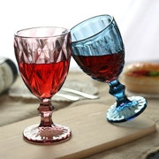 [Ba Gói] Vintage Màu Embossed Wine Glass Sáng Tạo Nước Trái Cây Cốc Thủy Tinh Cốc Rượu Vang Thủy Tinh Rượu Vang