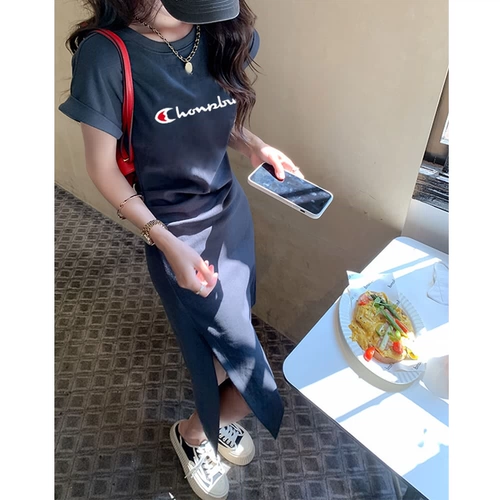 Летнее платье, небольшая дизайнерская футболка с коротким рукавом, длинная юбка, японская версия, в корейском стиле, тренд сезона