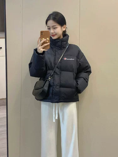 Черный короткий зимний пуховик с пухом, куртка, 2023, подходит для подростков, в корейском стиле, увеличенная толщина