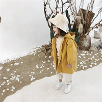 Áo khoác bé gái dài 2018 mùa thu mới cho trẻ em Hàn Quốc có mũ trùm đầu phiên bản áo gió 2-3-4-5 tuổi áo khoác da bé gái