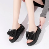 Тапочки на платформе, модная обувь, слайдеры с бантиком, коллекция 2022