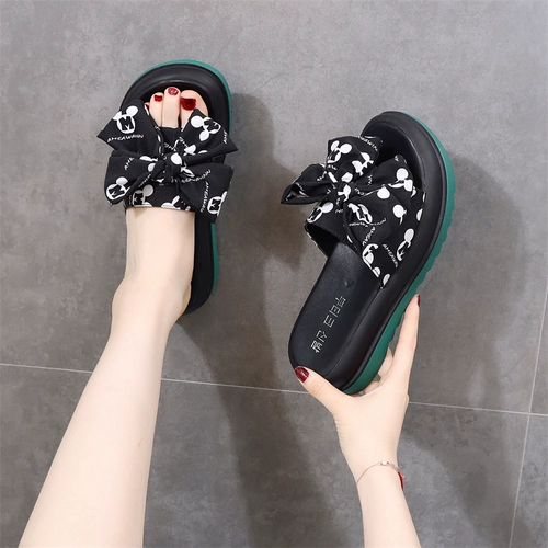 Тапочки, комфортная летняя обувь, нескользящие пляжные слайдеры на платформе, из натуральной кожи, коллекция 2022, в корейском стиле, мягкая подошва