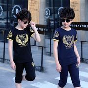 Quần áo trẻ em cậu bé mùa hè 2018 trẻ em mới ngắn tay t- shirt bông phù hợp với cậu bé thể thao giản dị hai mảnh