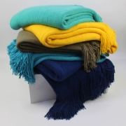 rắn màu đan giải trí sofa ngủ chăn mền chăn mô hình phòng trang trí tua khăn choàng chăn nhiếp ảnh chăn mền đơn giản - Ném / Chăn
