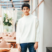 2018 mùa thu mới vài gốc Hàn Quốc phiên bản của các triều lỏng của nam giới đầu nửa cao cổ áo len màu tinh khiết áo len dày