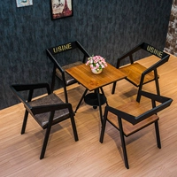 Американский железом ретро с твердым деревом квадратный настольный настольный столик для чая для отдыха на столе для отдыха и комбинация наборов стула