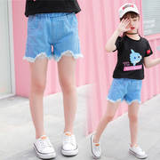 Cô gái quần short denim 2018 mùa hè mới Hàn Quốc phiên bản của thời trang cậu bé lớn lỗ cô gái phần mỏng quần trẻ em mặc
