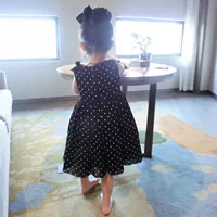 Летнее детское черное платье, свежая юбка на девочку с бантиком, 2020