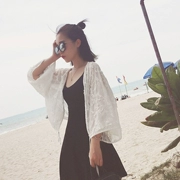 Mùa hè Hàn Quốc ren thêu voan quần áo chống nắng của phụ nữ lỏng lẻo ngắn áo khoác khăn choàng kem chống nắng áo sơ mi phần mỏng cardigan triều