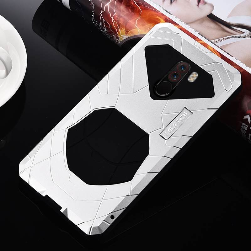 iMatch Water Resistant Shockproof Dust/Dirt/Snow-Proof Aluminum Metal Military Heavy Duty Armor Protection Case Cover for Xiaomi Pocophone F1