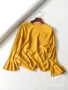 DGLX001 2018 đầu mùa thu thời trang mới nền tảng màu rắn trumpet tay áo lỏng thoải mái áo thun áo len phụ nữ áo len nữ