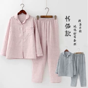 Nhật bản mùa xuân và mùa thu mùa hè bông đôi gạc đồ ngủ nam giới và phụ nữ cotton dài tay quần vài nhà thường dịch vụ phù hợp với
