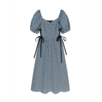 Приталенный корсет с бантиком, платье, юбка, французский стиль, квадратный вырез, рукава фонарики, коллекция 2021