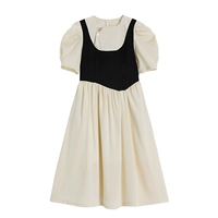 Платье, приталенный корсет, ретро длинная юбка, французский стиль, рукава фонарики, короткий рукав