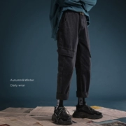 Mùa thu 2018 mới xu hướng gió nam quần jean dụng cụ phiên bản Hàn Quốc của quần lửng retro teen chín