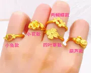 Euro Coin mạ Vàng Fake Gold Ring Nữ Giả Vàng Dolphin Clover Flower Mở Nhẫn Vàng Trang Sức
