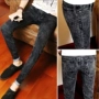 Xu hướng xuân hè 2018 quần jeans bông tuyết màu đen nam Hàn Quốc phiên bản tự tu dưỡng quần dài chân trẻ trung quần ngố nam