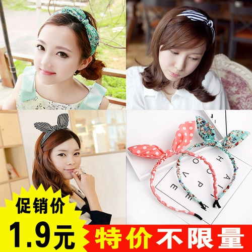 Аксессуар для волос с бантиком, заколка для волос, ободок, челка, шпильки для волос, повязка на голову, Южная Корея, цветочный принт