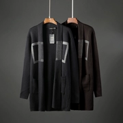 Áo len dệt kim dài vừa phải cho nam mùa thu mới của Hàn Quốc ve áo giản dị Hồng Kông áo len nam áo len TB111