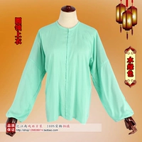 Вода-зеленый круглый вершина шеи (вымытый хлопок)