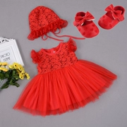 Váy bé gái váy mùa hè một tuổi Váy bé gái váy bé trai công chúa váy đỏ ngoại - Váy