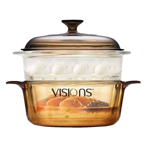 Набор из двух предметов: хрустальная кастрюля Corning Visions и решетка для приготовления на пару Хрустальная кастрюля 2,25 л + стеклянная решетка для приготовления на пару 20 см