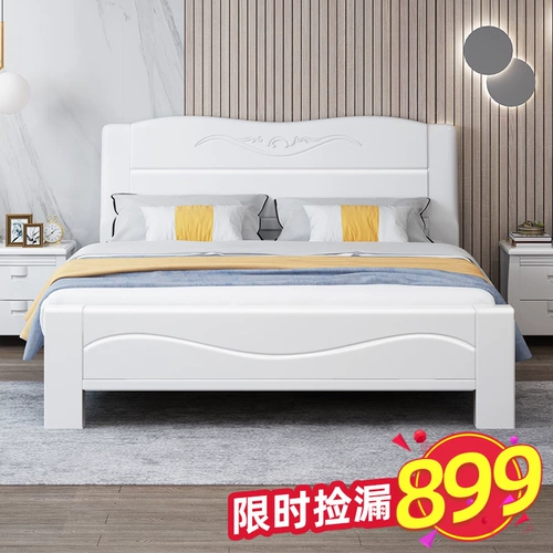 Северная современная минималистская кровать из белого сплошного дерева вдвое 1,8 метра большая кровать 1,5 высокая коробка хранения главная спальня экономика свадебной спальни.