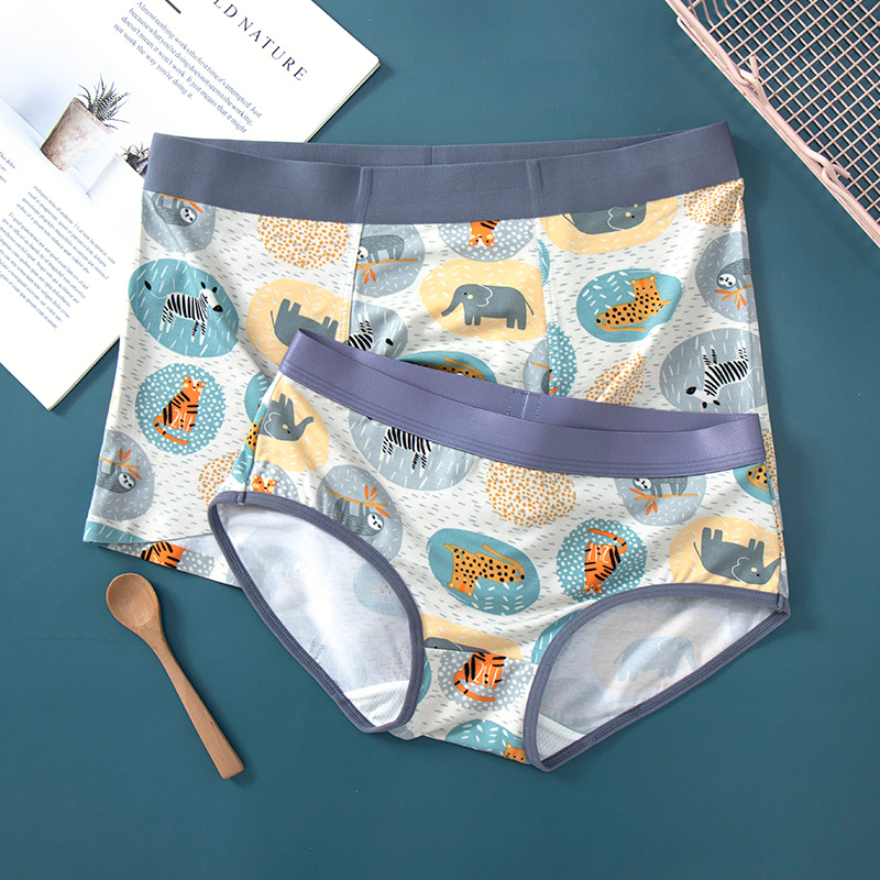 Rhapsodylovers underpants modal  pure cotton lovely originality Double men and women Underwear Couple shorts suit