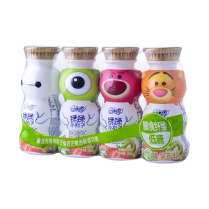 [伊利QQ星膳食纤维酸奶饮品草莓猕猴桃味180ml*4/板]