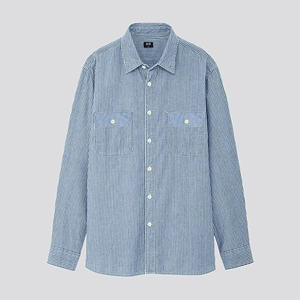 Uniqlo мужская полосатая рубашка (мытье продукт) (длинное рукав) 436313 Uniqlo
