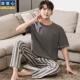 Pyjama nam cotton mùa hè quần ngắn tay phần mỏng cỡ lớn phục vụ tại nhà nam cotton nửa tay mùa hè mới