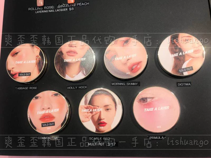 Hàn Quốc Sản phẩm mới 3CE Take A LAYER Monochrome Blush Lipstick Eye Shadow Three Use Orange Coral - Blush / Cochineal