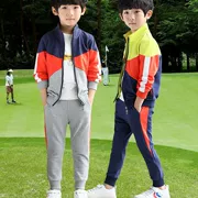 Quần áo trẻ em thể thao golf bóng phù hợp với bé trai quần dài tay thể thao cotton hai mảnh mùa xuân và mùa thu trẻ em mặc - Thể thao sau