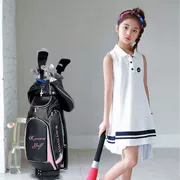 Golf quần áo trẻ em gái lớn trẻ em cotton lưới cotton ve áo Áo sơ mi polo bóng golf phù hợp với cô gái - Thể thao sau