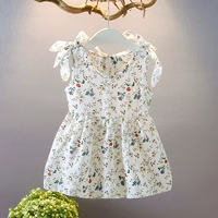 Летнее платье с рукавами, детская модная шифоновая юбка, без рукавов, эффект подтяжки, в цветочек, в западном стиле, 1-5 лет