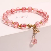 Vòng tay pha lê Handmade Nữ chuyển ngọc trai Hoa đào Dâu tây Crystal Bracelet Hàn Quốc Đơn giản Sinh viên Oyster Bracelet Bracelet - Vòng đeo tay Cuff