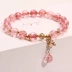 Vòng tay pha lê Handmade Nữ chuyển ngọc trai Hoa đào Dâu tây Crystal Bracelet Hàn Quốc Đơn giản Sinh viên Oyster Bracelet Bracelet - Vòng đeo tay Cuff vòng gỗ Vòng đeo tay Cuff