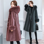 Chống mùa lông cừu cắt áo khoác nữ 2018 mới phần dài kích thước lớn đặc biệt cung cấp giải phóng mặt bằng lông một chiếc áo khoác mùa đông áo da lót lông